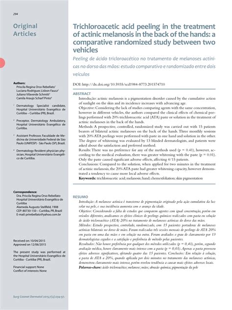 (PDF) Trichloroacetic acid peeling in the treatment of actinic ...
