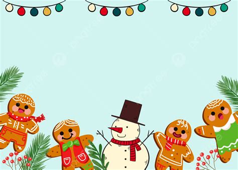 Christmas Gingerbread Man Snowman Snack Hanging Lights Background