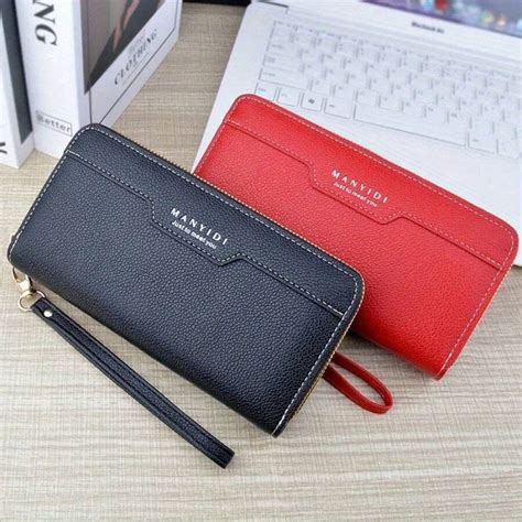 1 Pc Minimalist Solid Color Long Clutch Wallet Zipper Around Coin