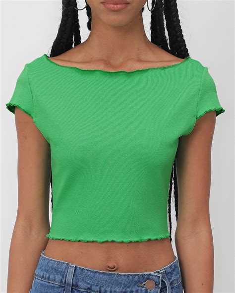 Riachuelo Blusa Cropped Manga Curta Em Ripple Verde Pool By Riachuelo