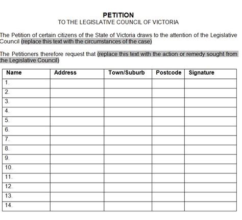 Petition Template Word Template Business