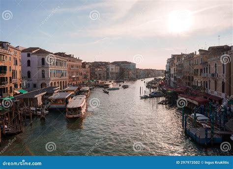 Romantic Gondolas on Grand Canal in Venice, Italy - Serene Waterfront ...