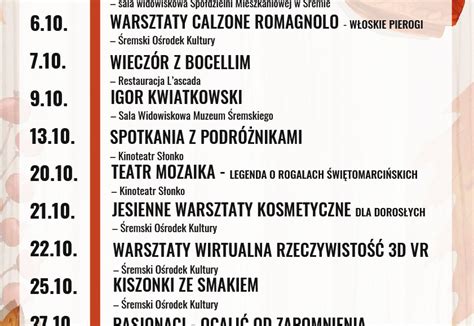 Kulturalny rozkład jazdy ŚOK na październik Śrem