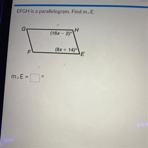 EFGH Is A Parallelogram Find M Brainly