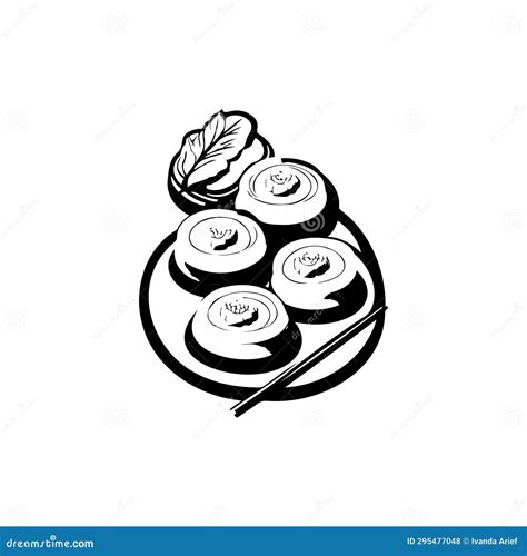 Dim Sum Icon Hand Draw Black Colour Chinese Food New Year Logo Symbol