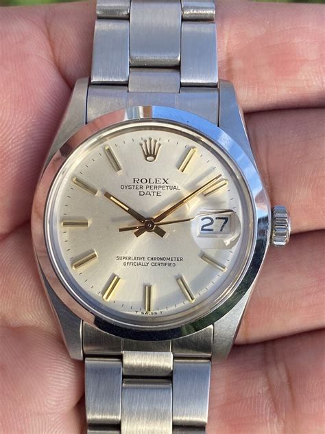 Vintage Rolex Oyster Perpetual Date Ref Silver Dial Watch Year