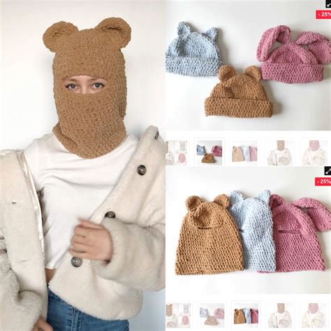 Balaclava With Bear Ears Crochet Pattern With Bunny Ears With Cat