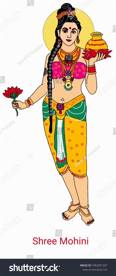 Beautiful Illustration Lord Vishnus Mohini Incarnation Stock