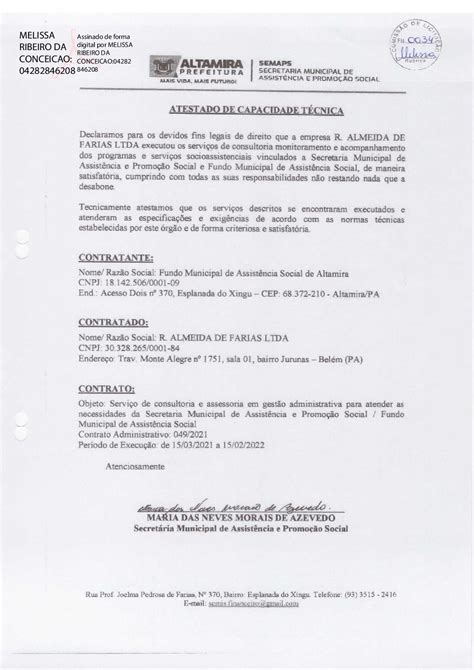 Atestado De Capacidade Tecnica Organized Assinado Prefeitura