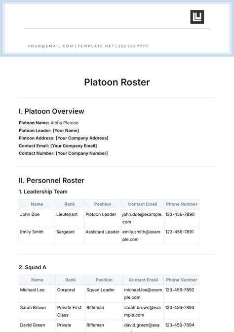 Free Church Roster Template To Edit Online