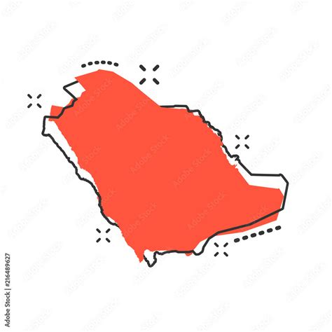 Vector cartoon Saudi Arabia map icon in comic style. Saudi Arabia sign ...