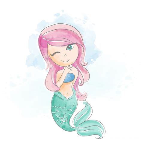 Premium Vector Cartoon Cute Mermaid Illustration