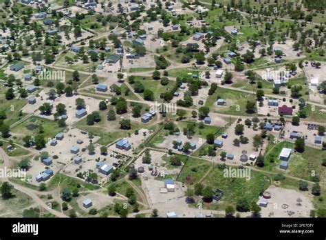 Aerial View Of A Rural Settlement Maun Ngamiland Botswana Stock