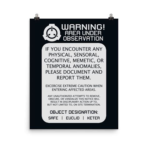 Blue Warning Sign Poster Scp Foundation On Storenvy