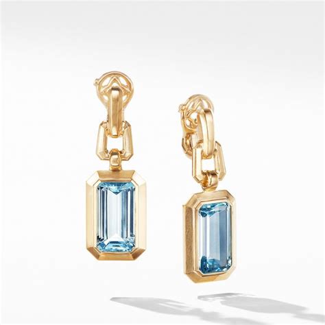 Novella Drop Earrings In 18K Yellow Gold With Blue Topaz In 2024 Drop