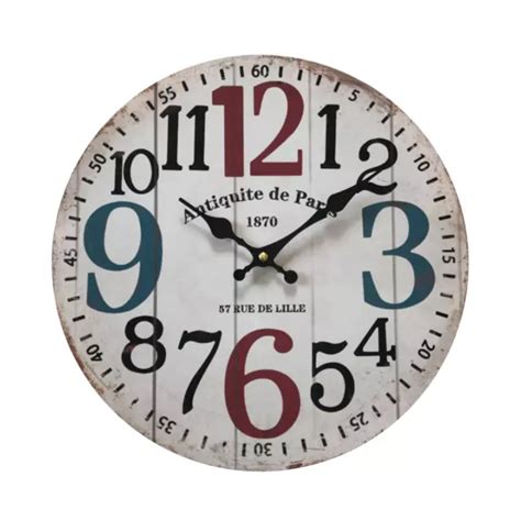 Rebecca Mobili Orologio A Muro Tondo Mdf Bianco Shabby Soggiorno