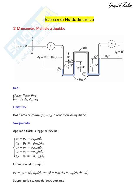 Esercizi Di Fluidodinamica