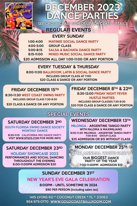 Goldcoast Ballroom Event Center December Schedule At Goldcoast