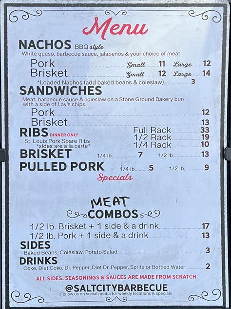 Salt City Barbecue Food Truck Menu Slc Menu
