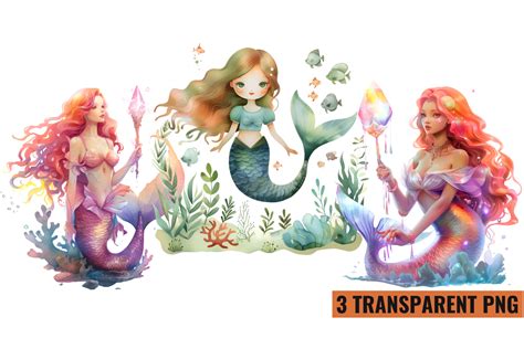 Watercolor Mermaids Clipart Sublimation Graphic By Craftart · Creative Fabrica