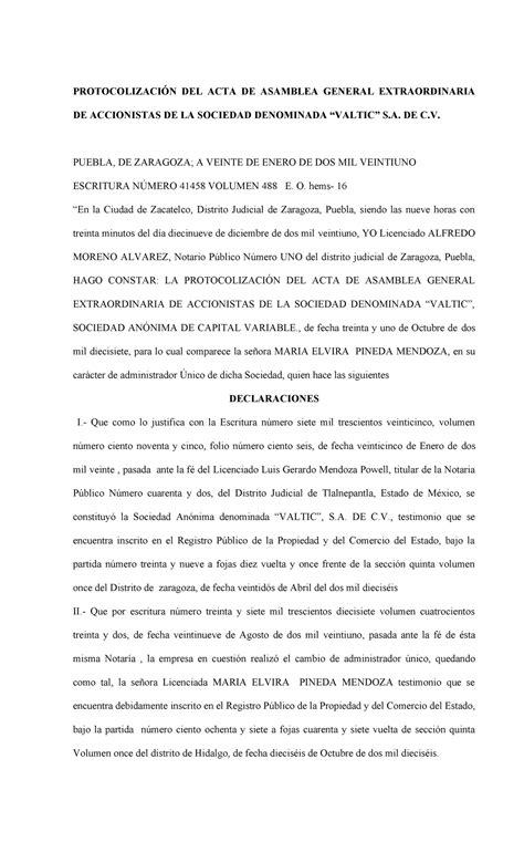 Acta De La Lxxvi Asamblea General Extraordinaria