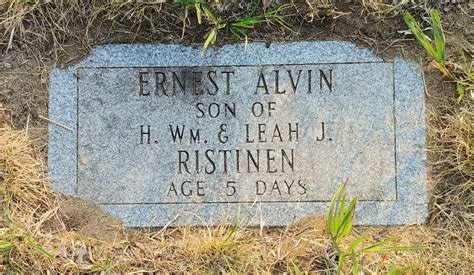 Ernest Alvin Ristinen M Morial Find A Grave