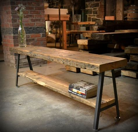wood  iron console table foter