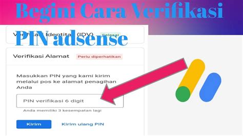 Cara Verifikasi Pin Google Adsense Youtube