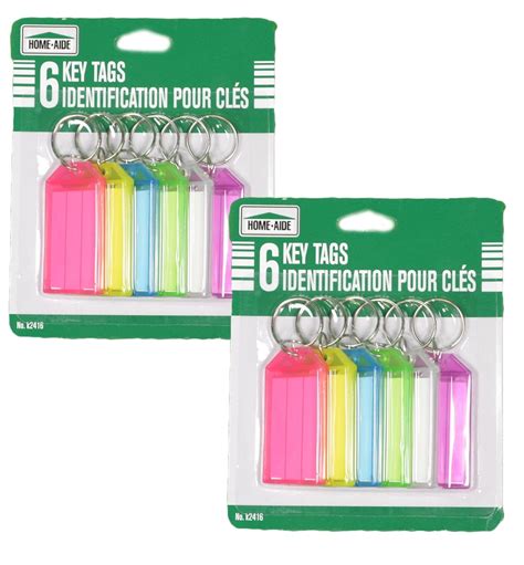 Lot Of 12 Home Aide Color Coded Key Tags Id Labels Key Ring Asst Colors K2416