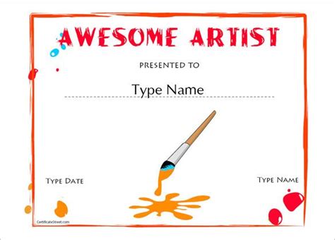 Free Art Certificate Templates | Certificate templates, Awards ...