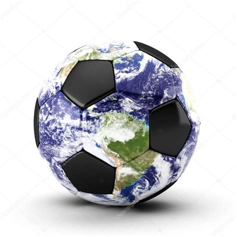 Rendu D De Ballon De Football Terre Sur Blanc Photographie Montego