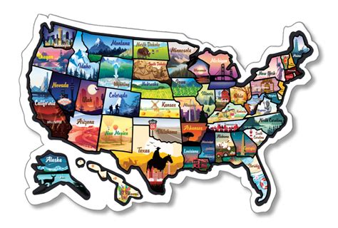 Rv State Sticker Travel Map 23x14 Inch Large Visited Usa Etsy