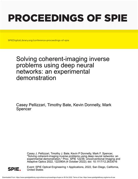 Pdf Solving Coherent Imaging Inverse Problems Using Deep Neural