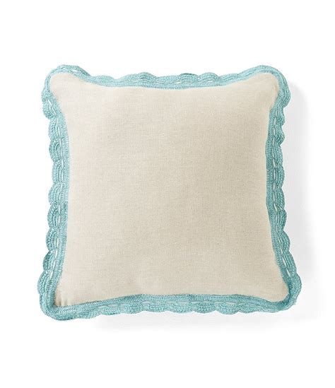 Crochet Trimmed Linen Square Pillow Everything Turquoise
