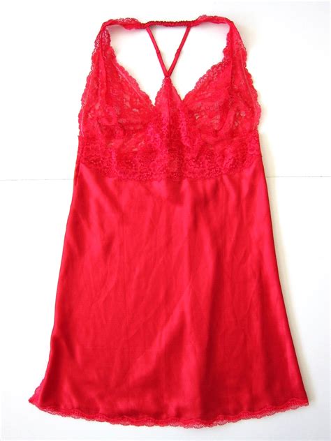 Victorias Secret Red Satin Lace T Back Sexy Lingerie… Gem