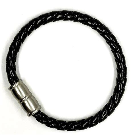 Men S Leather Braided Bracelet With Magnetic Clasp Center Braided