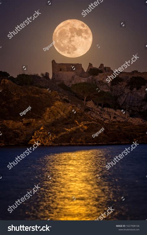 Full Moon Over Old Castle Costa Stock Photo 1027998106 Shutterstock