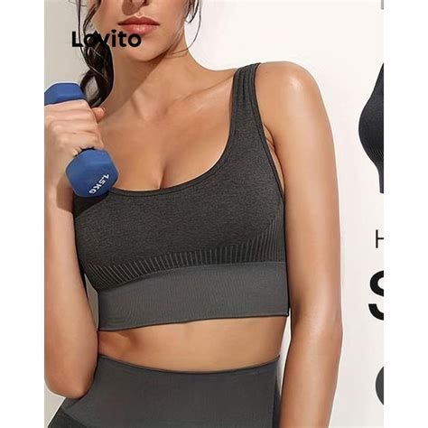 Lovito Women Sporty Patchwork Colorblock Sports Bra LNL45087 Shopee