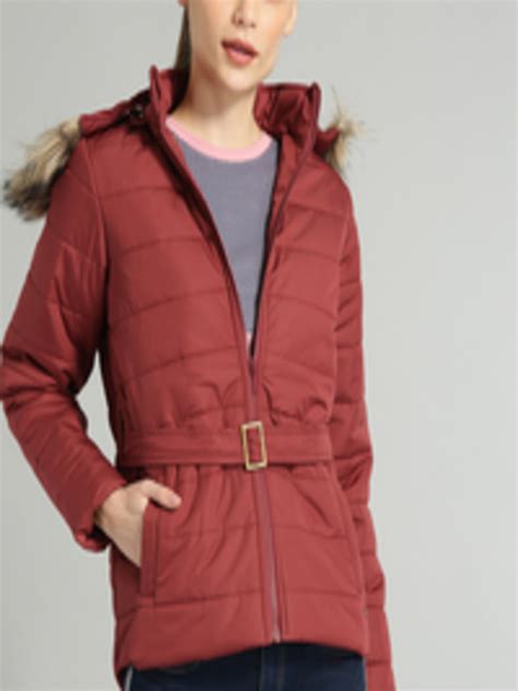 Buy The Roadster Lifestyle Co Women Maroon Solid Parka Jacket Jackets