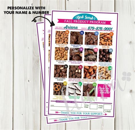 Custom Girl Scout Fall Product Mini Order Forms Personalized Etsy In