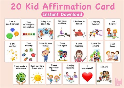 Printable Affirmation Cards For Kids Motivational Cards Etsy