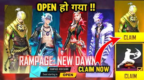 CLAIM RAMPAGE 3 0 FREE BUNDLE FREE FIRE RAMPAGE NEW DAWN EVENT FREE