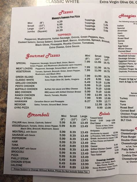 Menu at Limestone Pizza & Grille pizzeria, Cochranville