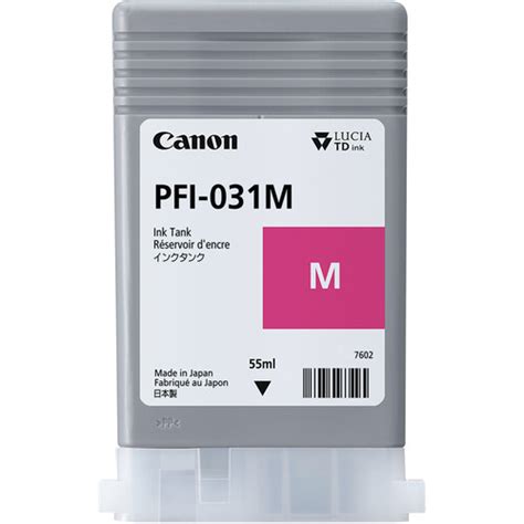 Canon PFI 031M Magenta Pigment Ink Tank 55 ML 6265C001AA B H