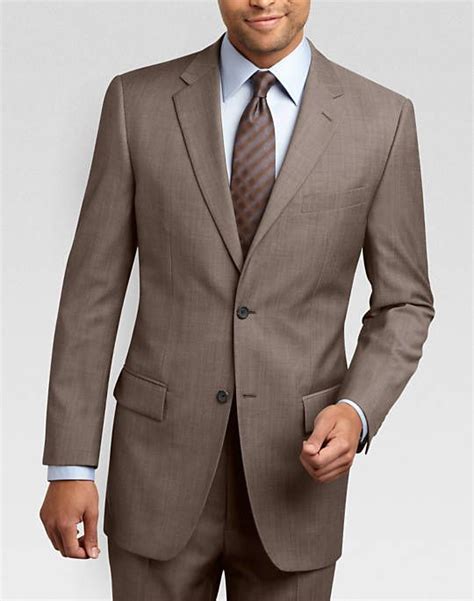 Pronto Uomo Platinum Traveller Modern Fit Suit Taupe Herringbone