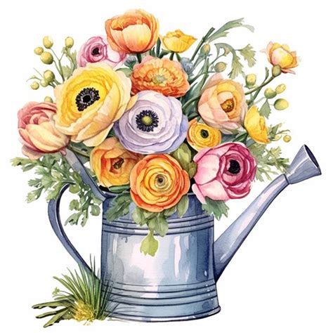 Premium AI Image There Is A Watercolor Painting Of A Watering Can