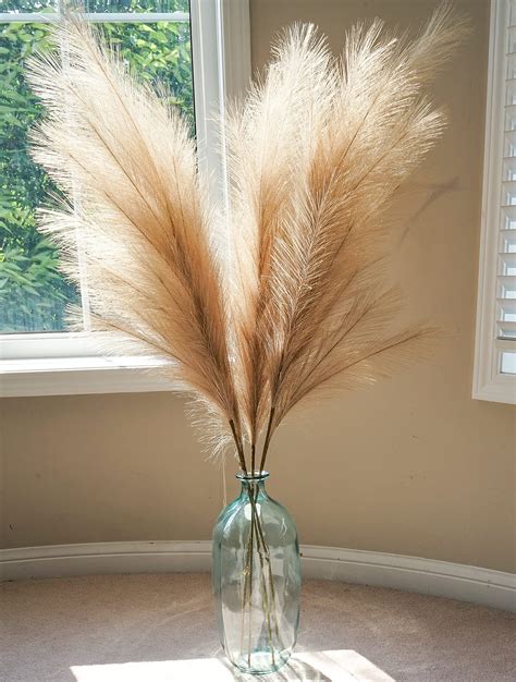 Faux Pampas Grass Large Stems Beige Pampas Grass D Cor Tall