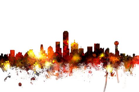 Dallas Texas Skyline Digital Art By Michael Tompsett