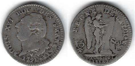 France Frankreich Strasbourg 15 Sols 1791 BB Constitution Louis