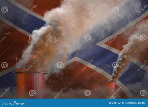 Humo Pesado De Chimeneas Industriales En Novorossia Marca El Fondo Del